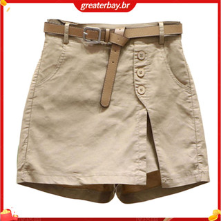 Quần short Mini màu trơn Quần short chân giảm béo Quần short váy cạp cao sành điệu có túi chia bên hông Hợp thời trang Đông Nam Á dành cho nữ