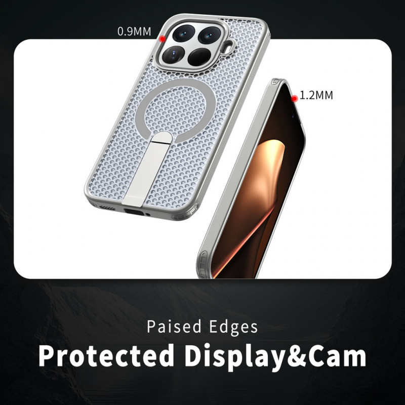 Ốp Lưng Cho Xiaomi 15T Pro 15T 14T Pro 14T Poco F7 M6 Pro M6 Plus Poco C71 C75 X7 Pro Rỗng Tản Nhiệt Ẩn Giá Đỡ Từ Tính Không Dây Sạc