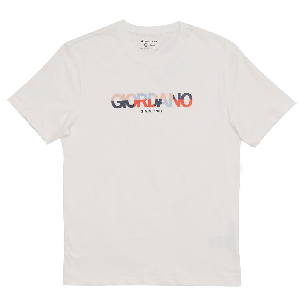GIORDANO Cổ Điển In logo Cổ Điển Áo Thun Cổ Điển Phù Hợp Với Nam Nữ Cùng Phong Cách