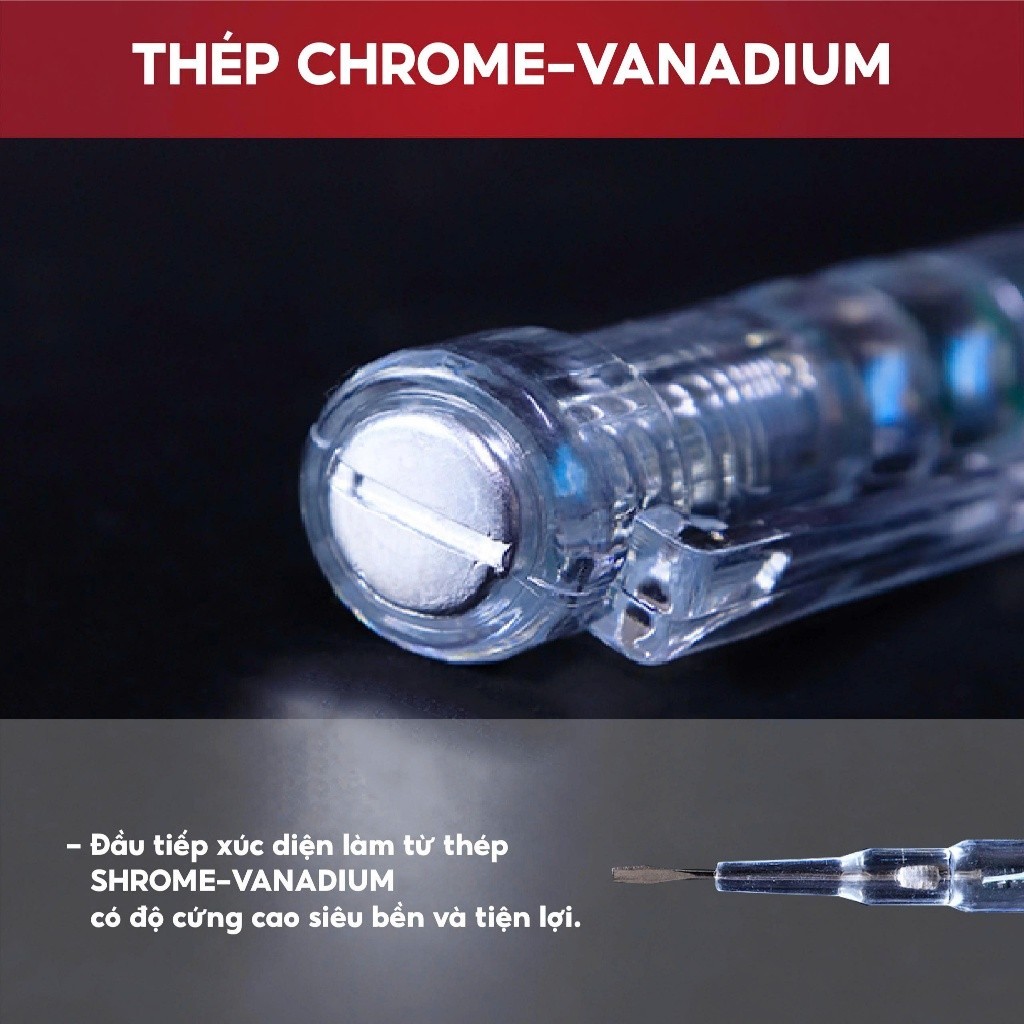 Bút thử điện cảm ứng 200V-500V vỏ nhựa ABS, đèn báo LED siêu nhạy thiết kế nhỏ gọn tiện dụng