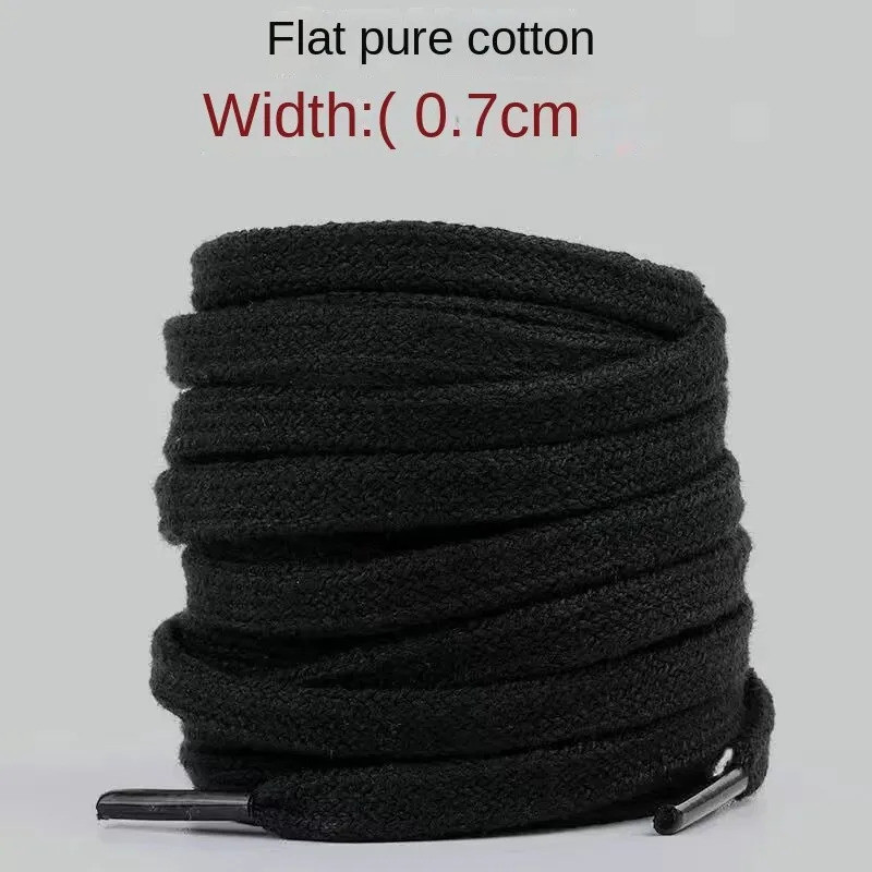 Dây giày đen tròn flat thể thao nam nữ, da vải, cho giày và bốt đa năng