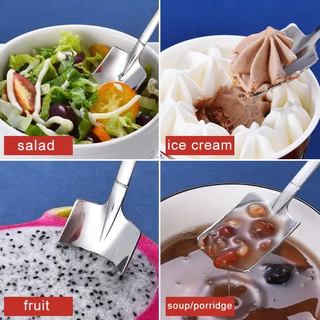 1 / 4 Nhà Bếp Thép Không Gỉ Sắc Nét & Vuông Đầu Thìa / Muỗng Kem Dày Có Cạnh Mịn