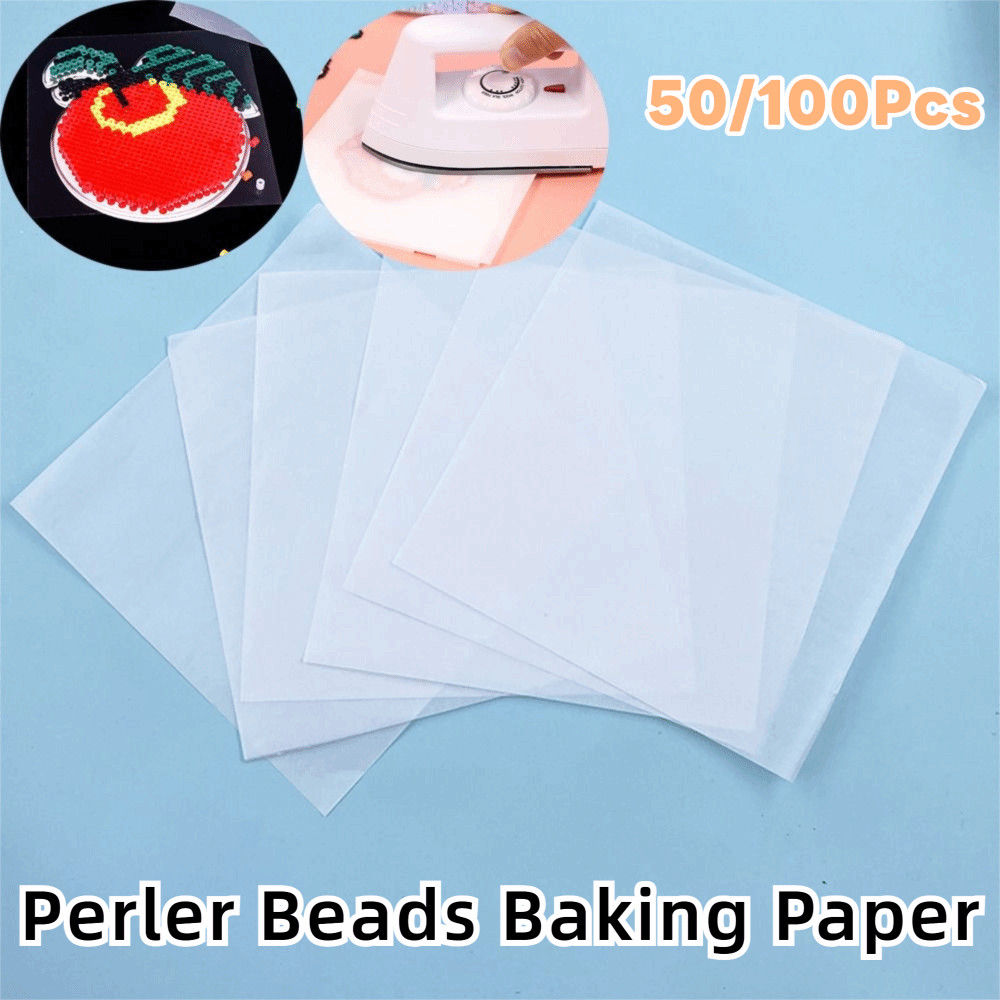 FEDAOG 50 / 100 CÁI Giấy nướng hạt Perler, Phụ kiện đồ chơi Thảm sắt DIY Puzzle Bean Giấy ủi đặc biệt, Máy hỗ trợ ủi có thể tái sử dụng thủ công Giấy ép nhiệt cho đồ chơi hạt Hama