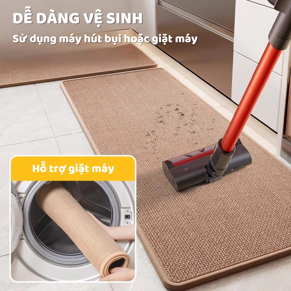 Thảm Chân Bếp 2 Tấm Chống Trơn Trượt, Thảm Đứng Nấu Ăn Êm Chân, Thấm Hút Tốt, Chống Bẩn