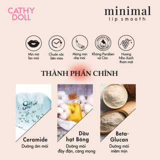Son Kem Lì Minimal Cathy Doll, Mỏng Mịn Giúp Che Phủ Khuyết Điểm Môi Minimal Lip Smooth 2.7g