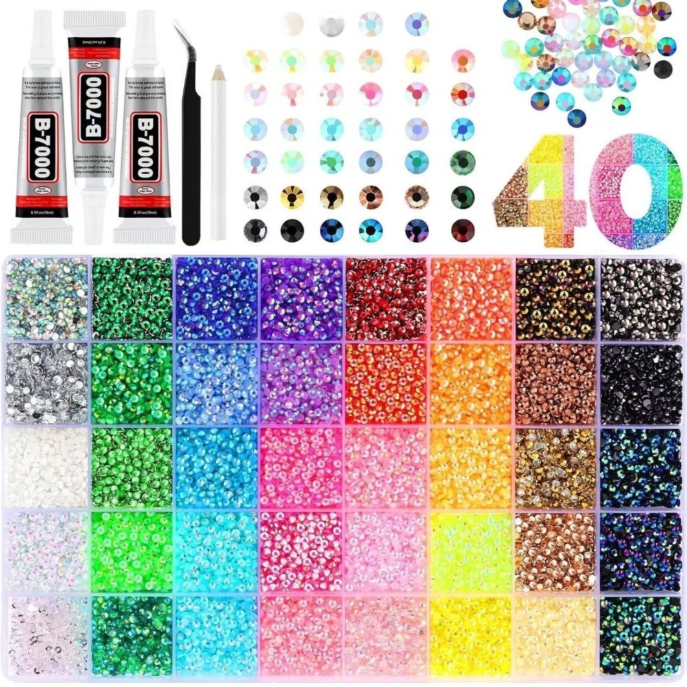 Bộ hạt đá nhân tạo nhựa TRACELIOIAN, đá trang sức DIY đa sắc màu, phù hợp trang trí quần áo và làm nailartisan