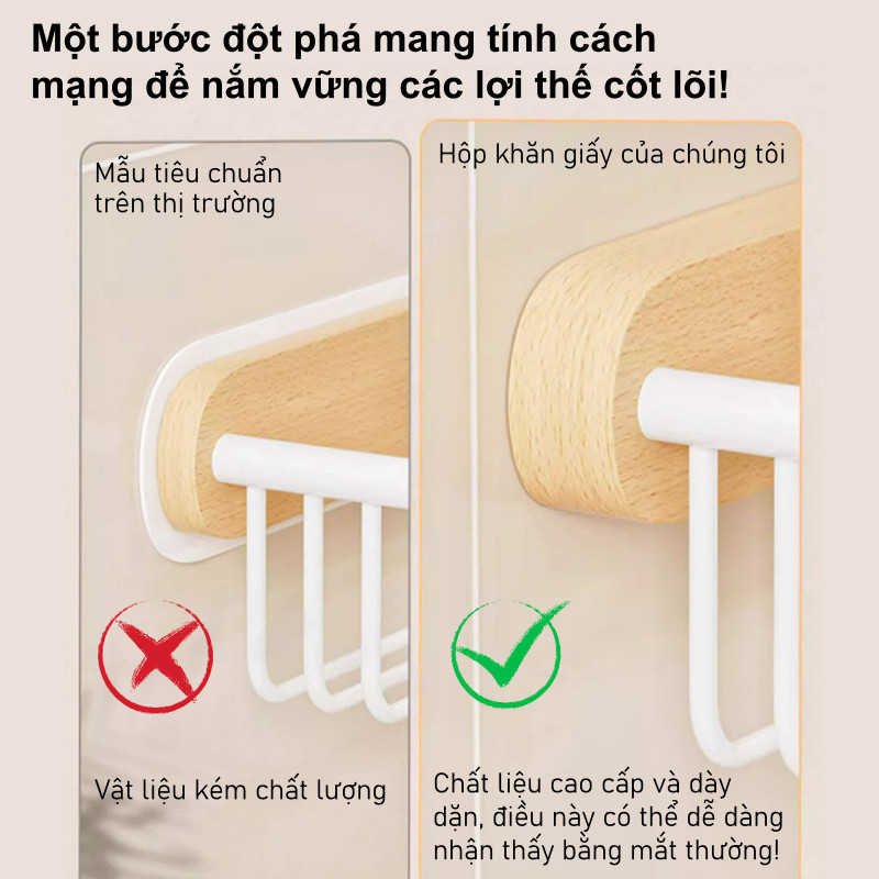 Kệ giấy vệ sinh nhà tắm gỗ tự nhiên, bề mặt chống nước, lắp đặt không cần khoan , bền đẹp