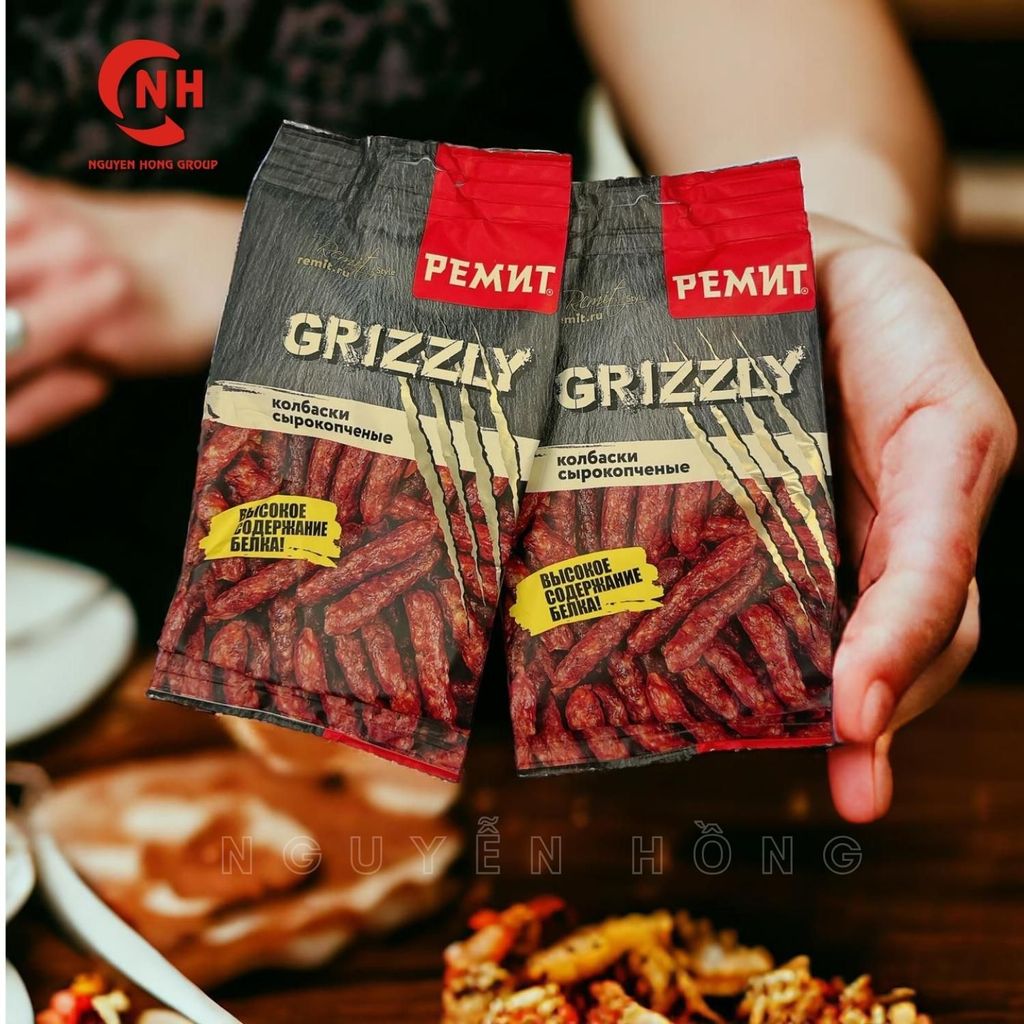 Salami que hun khói Grizzly 100g , xúc xích ăn liền Nga Ăn Vặt Food Thức Ăn