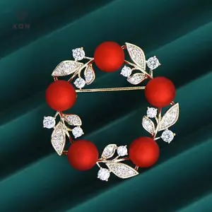 Thời trang vòng hoa đỏ trâm cài áo khoác, phụ kiện dự tiệc sang trọng