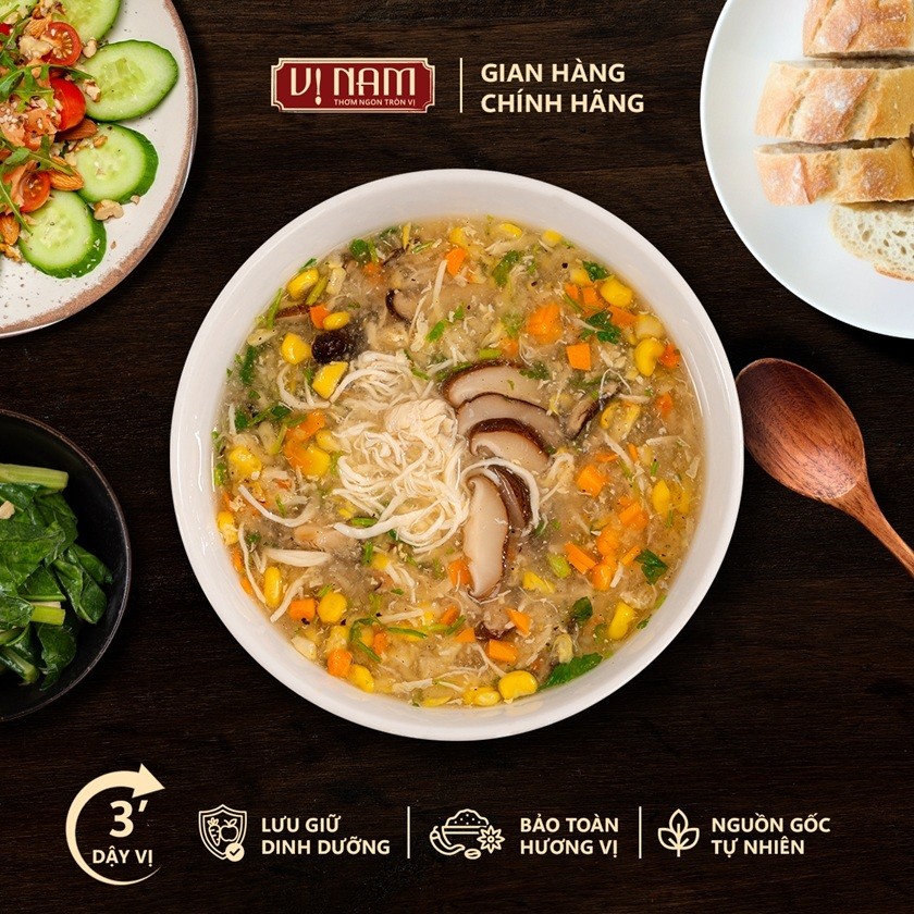 Súp Gà Nấm - Viên súp sấy thăng hoa ăn liền Vị Nam Foods - Canh lười, Tiện Ích, Thơm Ngon Bổ Dưỡng