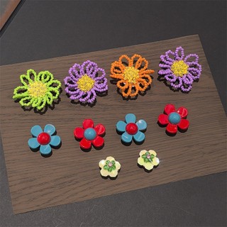 Bộ phụ kiện DIY giày ba lê lỗ 1 bộ: hoa khóa trang trí, hạt hướng dương, charm Dopamine