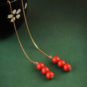 Bông tai nhiều hạt dài cổ đơn giản