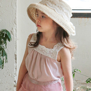 Mùa Hè Phong Cách Mới Bé Gái Dâu San Cotton Ren Camisole Bé Gái Dễ Thương Sang Trọng Tất Cả Trận Đấu Áo Thun Top