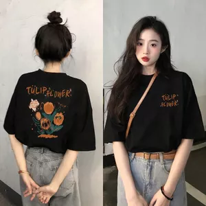 Quần áo cotton nguyên chất phong cách mới, cổ tròn, in chữ - Perfect cho học sinh mùa hè
