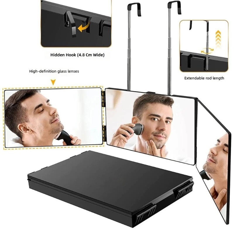 Gương gấp 3 chiều VIC treo có móc an toàn cho ứng dụng trang điểm chính xác