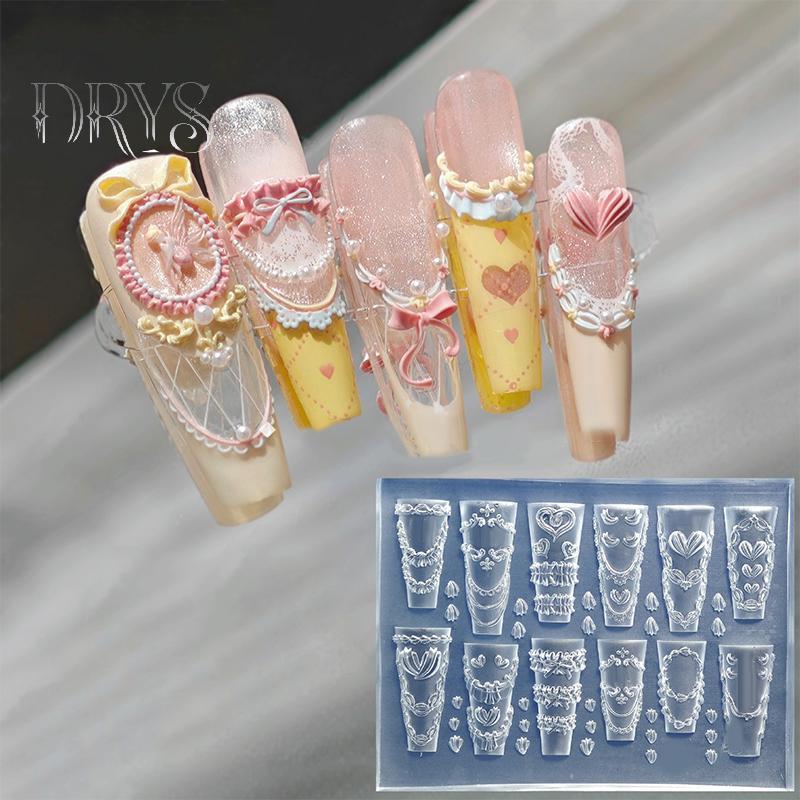 (TFT) Nơ Ruy Băng Silicon Khuôn Làm Móng Tay Hoa Trang Trí Móng Tay DIY Thiết Kế Lập Thể Dập Dụng Cụ Làm Móng Tay MỚI