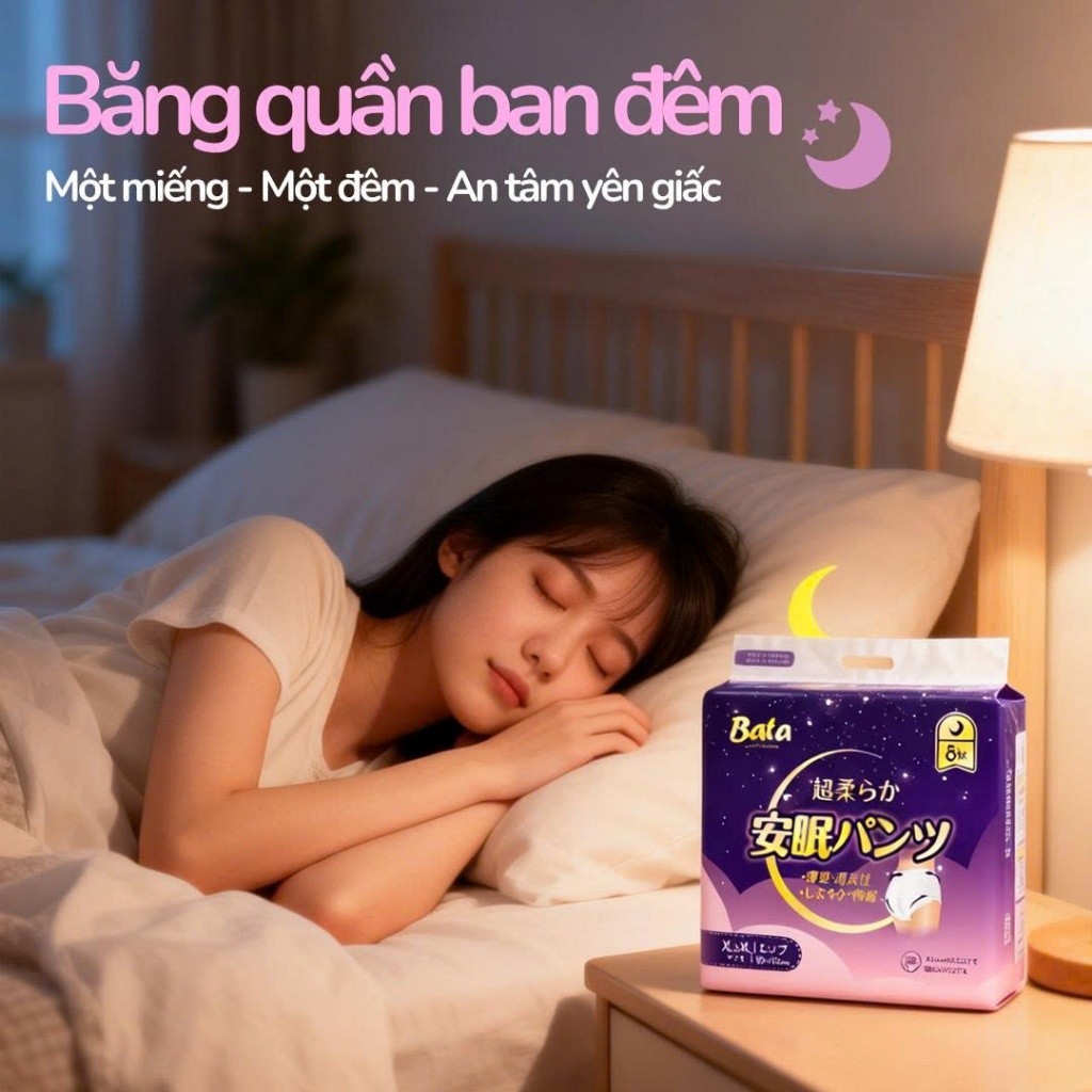 [1 BỊCH 8 MIẾNG] Băng Vệ Sinh Dạng Quần Bata Nhật Bản Thấm Hút Tốt, Chống Tràn 360 độ, Dùng Được Cả Ngày Và Đêm