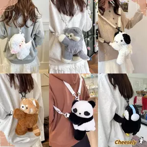 Túi đeo chéo búp bê CHEESELY, Túi đeo vai dễ thương Penguin Panda, Túi mua sắm thoải mái dung tích lớn cho bé gái