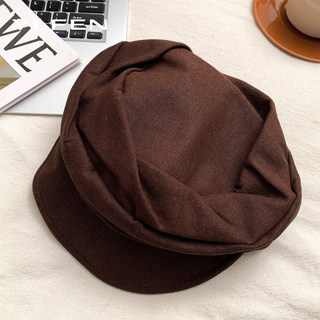 YIFEN Cao Cấp Cảm Thấy Beret Pháp Retro Linen Xếp Ly Phong Cách Mới Nữ Xuân Hè Tính Khí Thể Hiện Mặt Nhỏ Hình Bát Giác Mũ