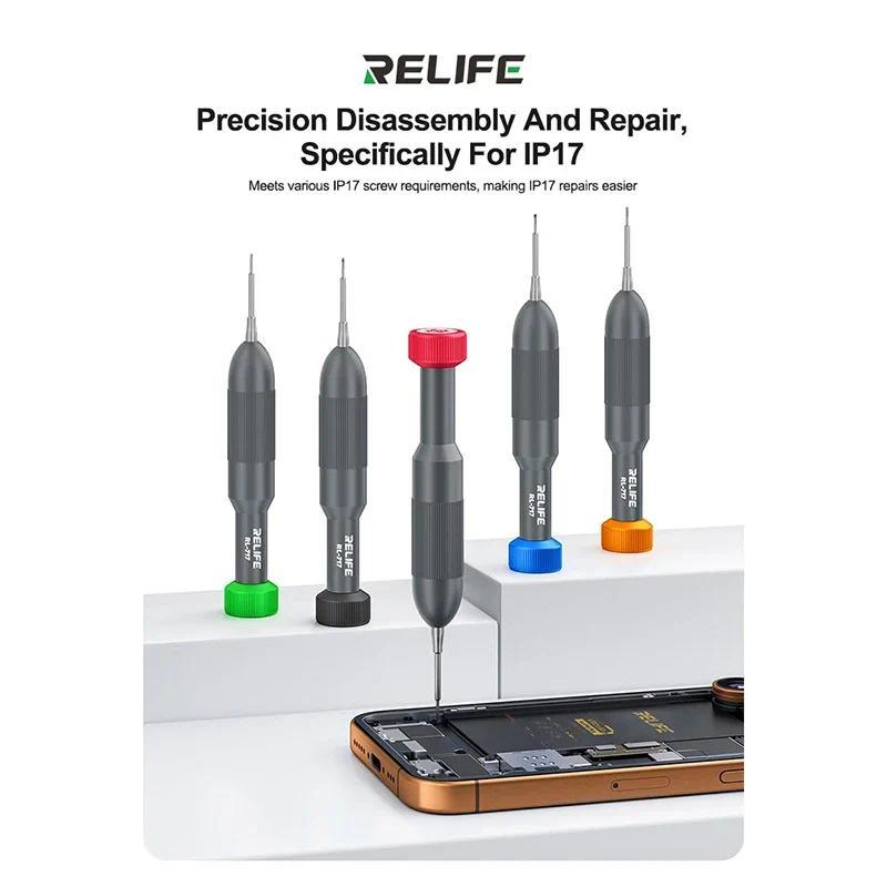 Bộ tuốc nơ vít đầu tên lửa RELLIFE RL-717 5 đầu từ tính bằng thép S2 cho iPhone 17 ProMax Bộ công cụ sửa chữa tháo gỡ Android