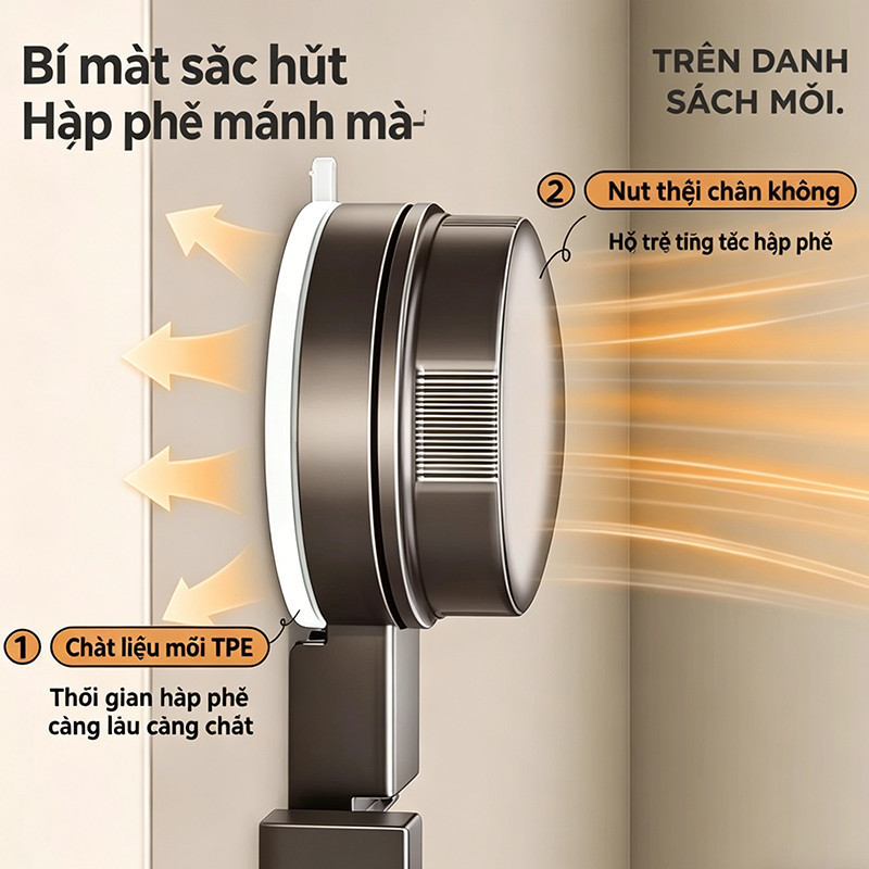 Móc Hút Chân Không Đa Năng – Nhôm Chống Gỉ, Không Khoan, Chịu 20kg, Dùng Cửa, Tường, Phòng Tắm