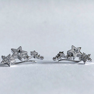 Bông tai bạc sterling đá zircon hình ngôi sao, phụ kiện thời trang đơn giản, quà tặng cho nữ