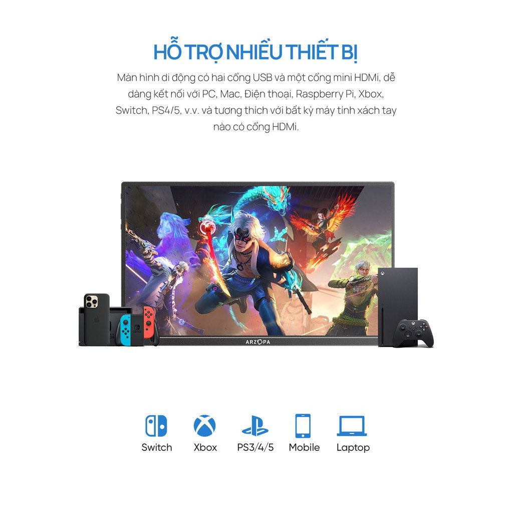 Màn Hình Di Động ARZOPA A1 15.6" IPS FHD | HDR | Loa Kép | USB-C HDMI | Chính Hãng | Hỏa Tốc