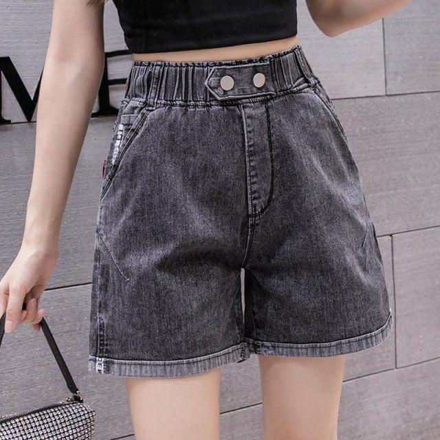 Thời Trang Nữ Thắt Lưng Co Giãn Quần Short Denim Ống Rộng Mùa Hè 2026 Cao Cấp Rời Ôm Hơn Nhìn Chữ a Co Giãn Quần Short Denim