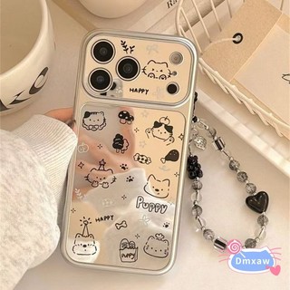 Ốp Điện Thoại Gương Chó Mèo Dễ Thương Cho iPhone Air 17 Pro Max 16 15 14 Plus 13 12 11 Pro Max XR XS Max X Vỏ Sang Trọng Có Dây Xích Pha Lê