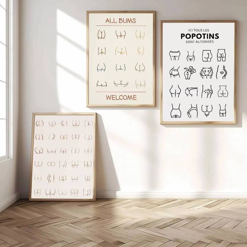 Fun Butt Pattern Canvas Painting Humorous Home Wall Art Decor High Definition Art Home Wall Decor Canvas Poster