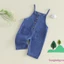 Bộ áo liền quần Denim cổ vuông không tay thường ngày