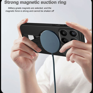 Dành Cho Honor X6c 4G / X7d / 400 Vỏ Thông Minh 5G Kết Cấu Sợi Carbon Mặt Sau Cứng Từ Tính Có Chân Đế Cạnh TPU Mềm Chống Sốc Mỏng