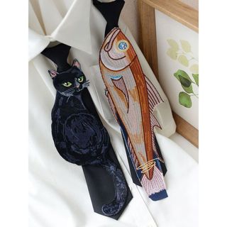 Mèo Đen Creative Tie - phù hợp cho nam và nữ, thiết kế nơ áo sơ mi