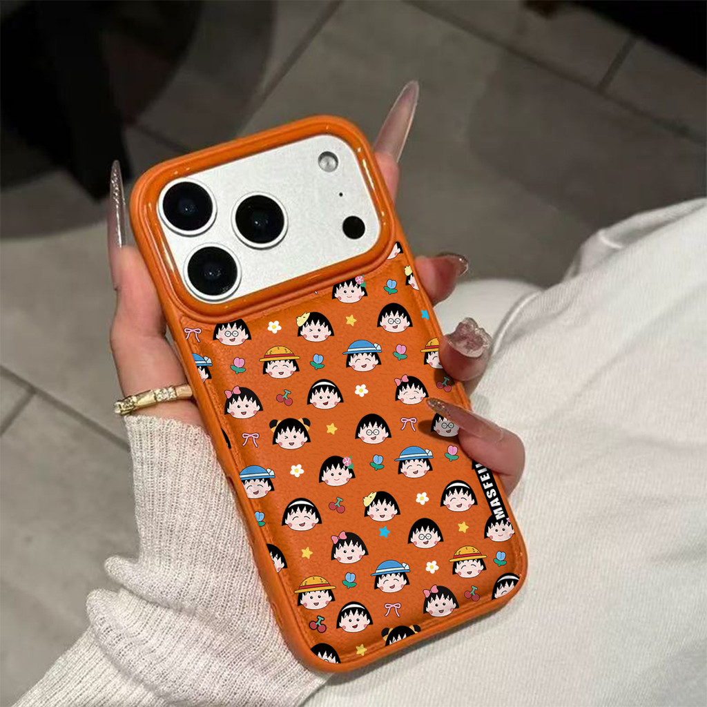 Ốp lưng Chibi Maruko Chan Họa Tiếng Chống Trầy Xước Da Gai Bảo Vệ Toàn Diện Cấp iPhone 17/16/15/14/13/12/11/X/XS Max Pro