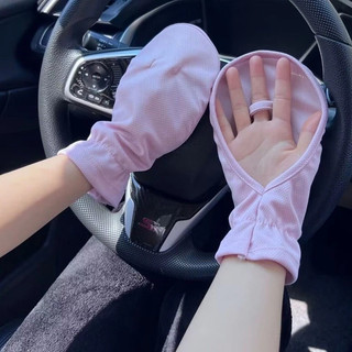 Găng tay chống nắng bằng lụa băng-Găng tay hở ngón đạp xe ngoài trời-phong cách mỏng mùa xuân hè