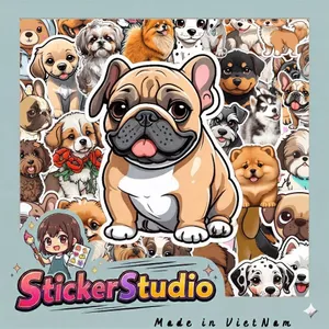 Set 60 Sticker Chó siêu dễ thương Chống Nước Dán Laptop Vali Mũ Bảo Hiểm Sổ Tay