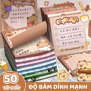 Giấy Note Capybara Xinh Xắn – Giấy Ghi Chú Mini 100 Tờ Dán Được, Mẫu Cute Hot Trend Tiện Lợi Mang Đi Học