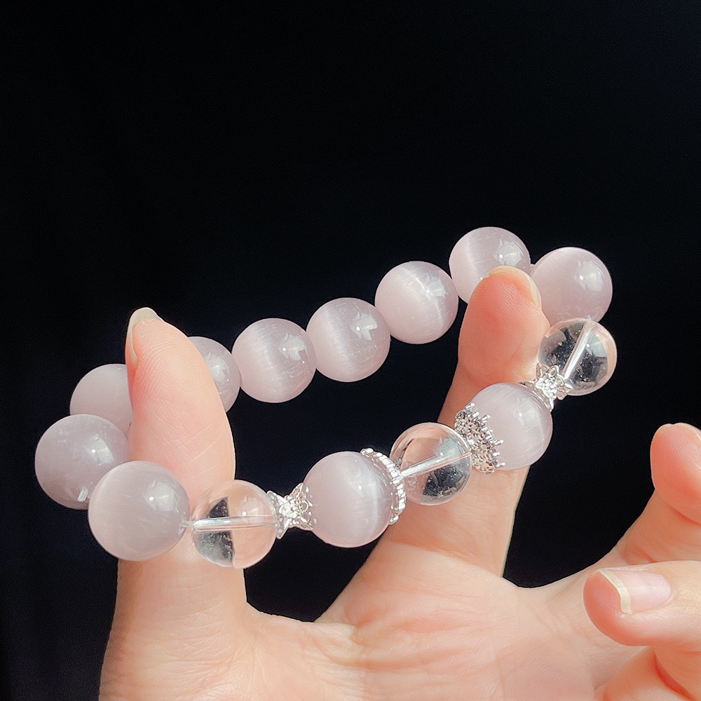 Vòng tay đá mắt mèo tím ngọt ngào đơn giản tươi mát