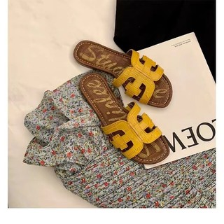 SAM Phong Cách Mới Đế Bằng h Mỏng Hơn Nhìn Bên Ngoài Mặc Đi Biển Nữ Mùa Hè Mặc Ngoài Du Lịch Kỳ Nghỉ Dép Lật