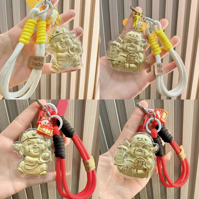 Vàng Nguyên Chất 999 Mèo May Mắn Thần Tài Mặt Dây Chuyền Quà Tặng Bàn Chải Ba Chiều Điện Thoại Di Động Mặt Dây Chuyền Chìa Khóa Hoạt Hình Dây Buộc