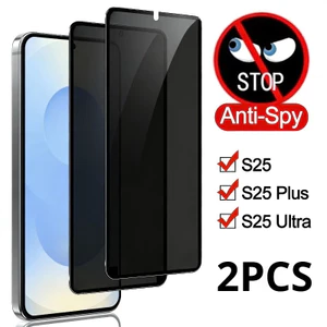 2 Chiếc Dành Cho Samsung Galaxy S25 S24 S23 S22 S21 S20 Plus Ultra FE Chống Gián Điệp Riêng Tư Kính Cường Lực Cho Galaxy S10e S10 Note 10 20 Lite Đen Edge Bảo Vệ Màn Hình Chống Vân Tay