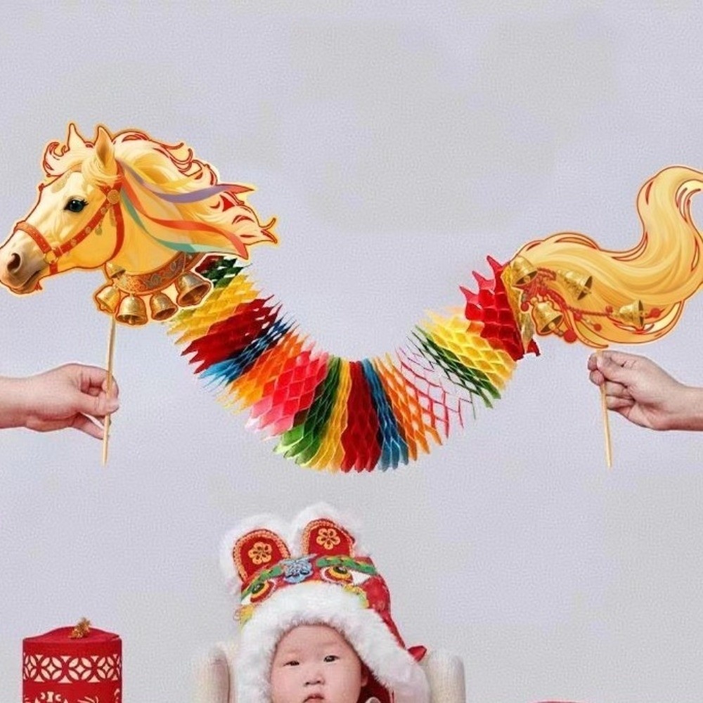 LACYES Giấy Nhảy Ngựa, Phim Hoạt Hình 3 D Cầm Tay Ngựa Đồ Trang Trí, Sáng Tạo Handmade 2026 Năm Ngựa Thủ Công Rồng Đồ Chơi Lễ Hội Mùa Xuân Tiếp Liệu