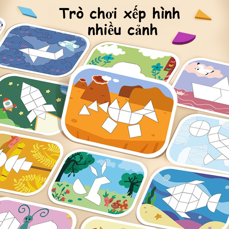 Đồ Chơi Xếp Hình Tangram Miếng,Đồ Chơi Giáo Dục Cho Trẻ Em,Giúp Bé Làm Quen Với Hình Học Và Chữ Số,Bộ Đồ Chơi 180/250