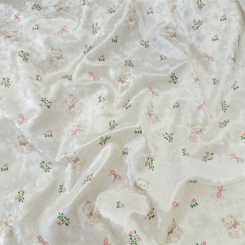 Dây Nơ Gấu In Bóng Nhung và Vải Sofa cho Gối, Quần Áo và Rèm cửa TJ23290