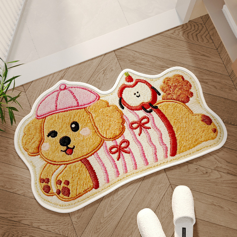 Thảm Chùi Chân 3D Hình Thú Dễ Thương Dệt Len, Thảm Nhà Tắm Chống Trượt, Siêu Thấm Nước