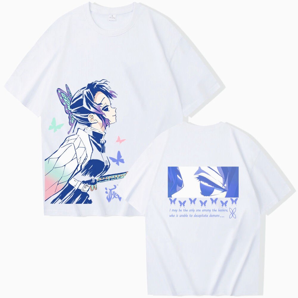Áo thun cổ tròn Oversize hình Shinobu Kochou, 100% cotton, phù hợp nam nữ