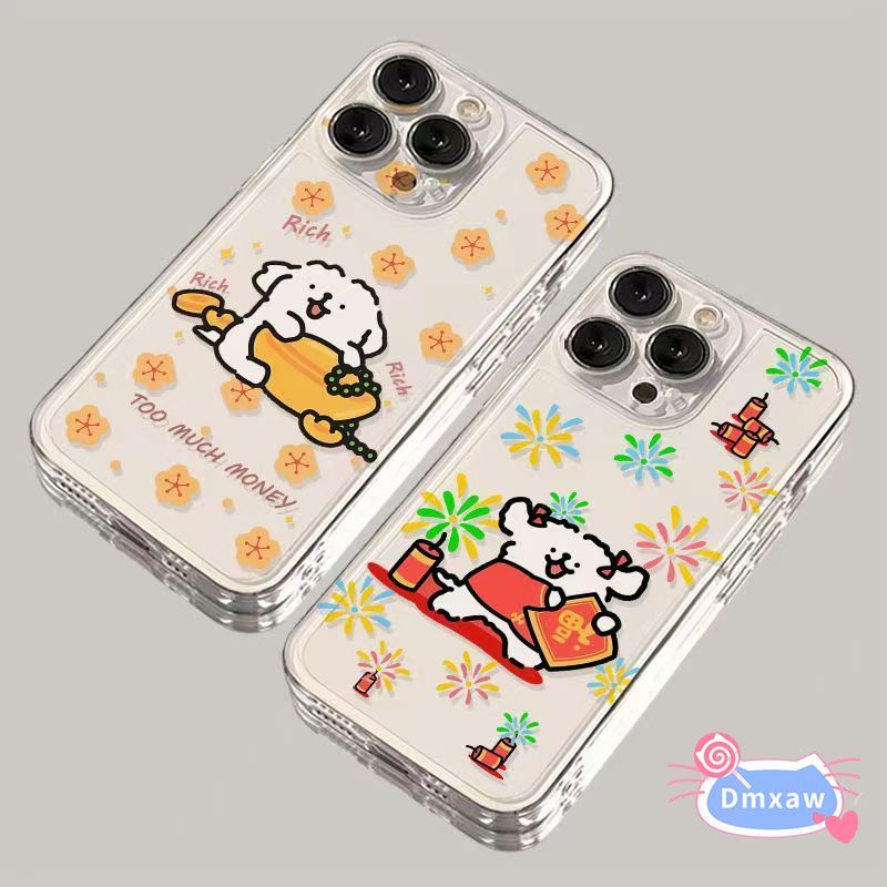 Năm Mới Cặp Đôi Dễ Thương Chó Ốp lưng Samsung Galaxy M32 M21 M21S M14 M13 A22 A22S A21S A20S A16 A15 A14 A13 A12 A11 A04S 4G 5G Vỏ Hoạt Hình Chống Rơi Trong Suốt Mềm