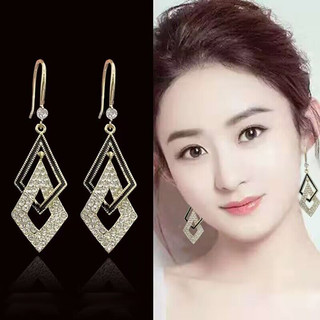 Bông Tai Hình Học Kim Cương Tua Rua - Sang Trọng, Phản Ánh Ánh Sáng Tốt