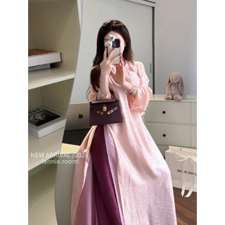 Set Bộ Áo Dài Tam Ca 3 Màu Mộc Miên Chất Nàng Thơ, Set Bộ Áo Dài Cồ Tròn Mix Quần Gấm Lannie Asasino