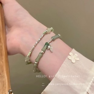 Mùa Xuân Mùa Hè Bán Ngọc Lục Bảo Xanh Giả Hetian Ngọc Tre Vòng Tay Nữ Mới Ánh Sáng Trung Quốc Sang Trọng Niche Tinh Tế Phong Cách Trung Quốc Xếp Chồng Vòng Tay